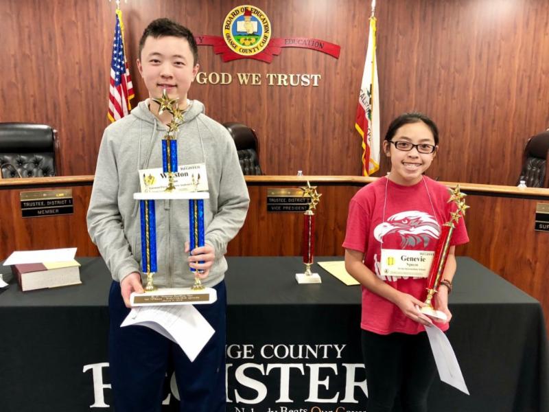 A big congratulations goes to 8th Grader Genevie for her impressive second place win in the Orange County Spelling Bee! 